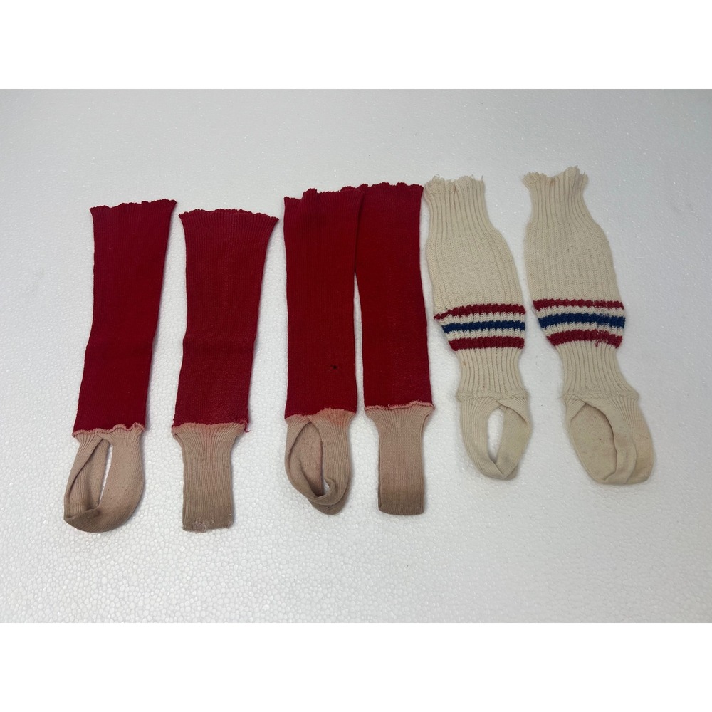 Vintage Baseball Stirrup Socks Lot Red White Striped Retro Athletic Tube High